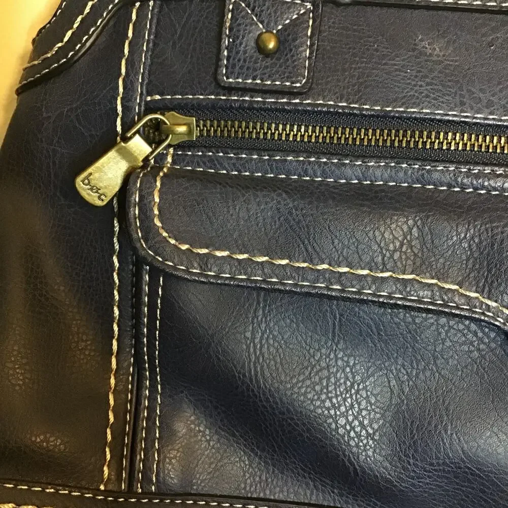boc Women’s Classic Navy Blue Leather Satchel Handbag